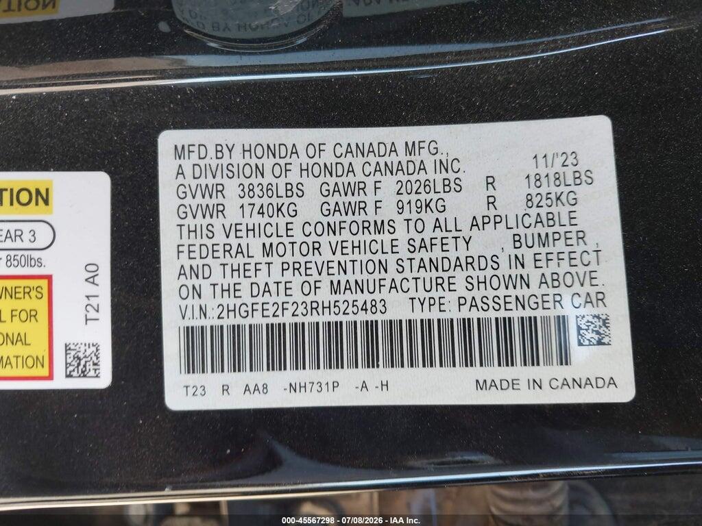 2HGFE2F23RH525483 2024 HONDA CIVIC photo no. 9