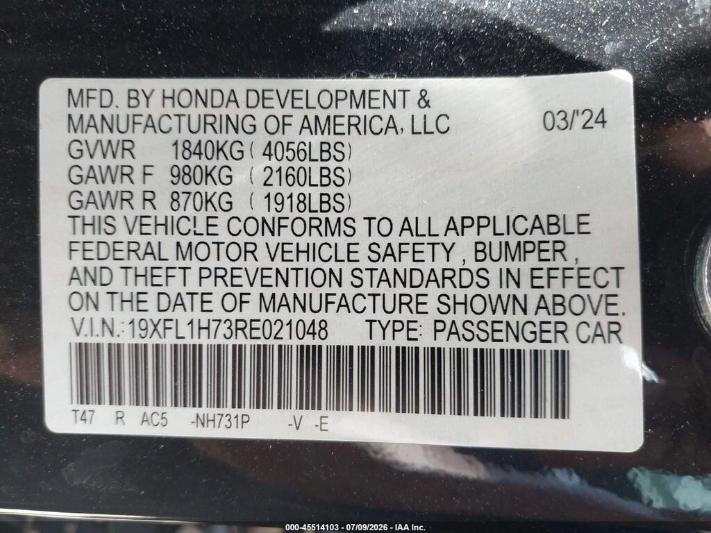 19XFL1H73RE021048 2024 HONDA CIVIC photo no. 9