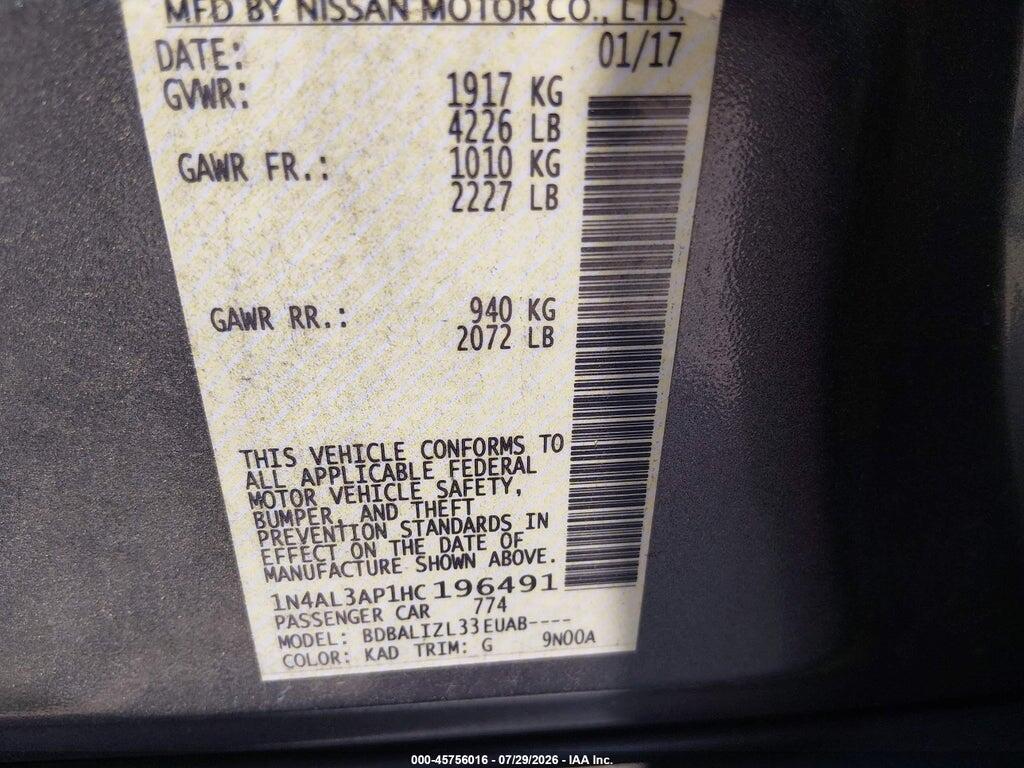 1N4AL3AP1HC196491 2017 NISSAN ALTIMA photo no. 9