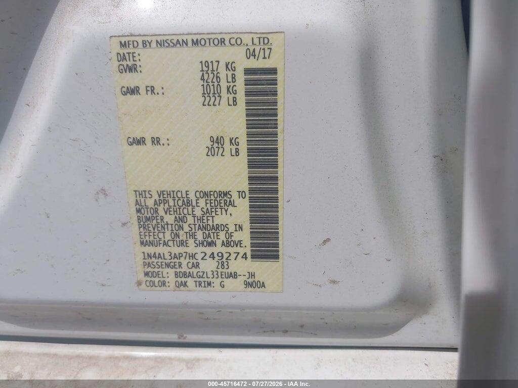 1N4AL3AP7HC249274 2017 NISSAN ALTIMA photo no. 9