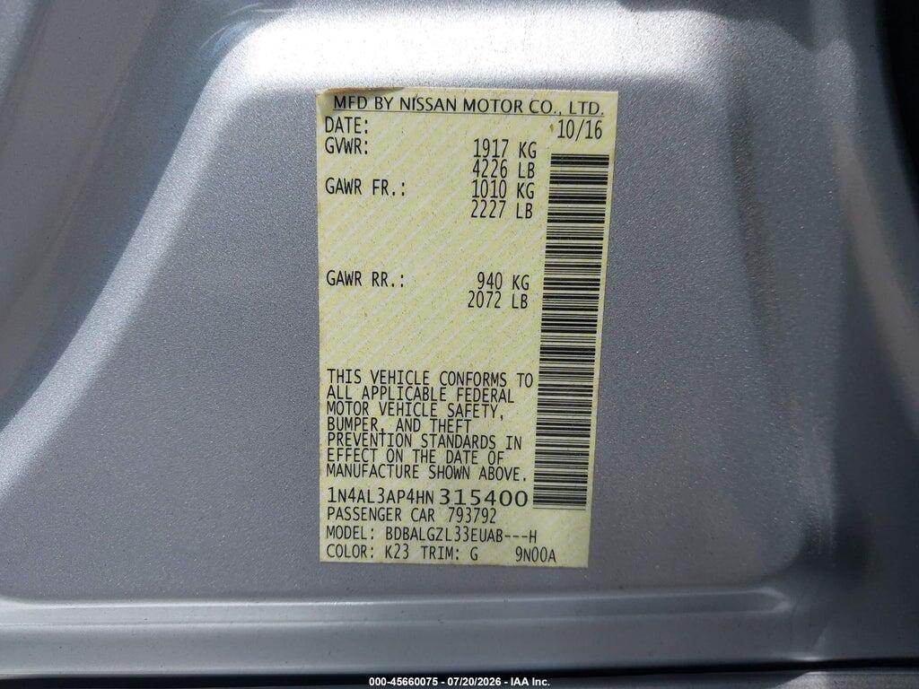 1N4AL3AP4HN315400 2017 NISSAN ALTIMA photo no. 9