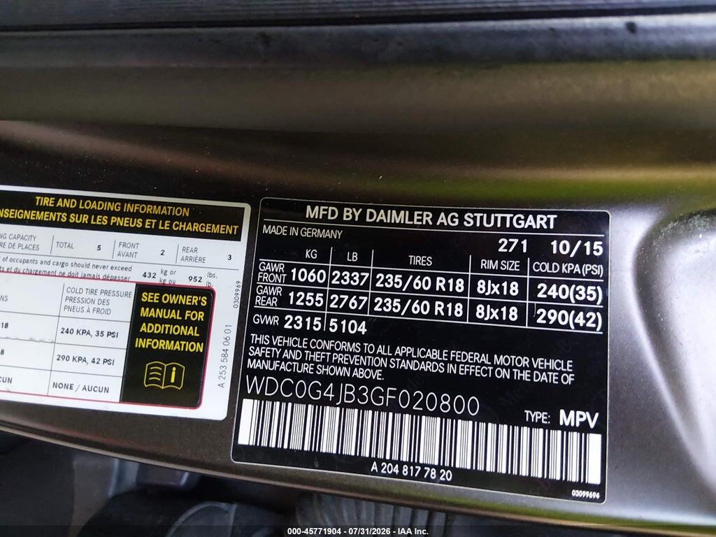 WDC0G4JB3GF020800 2016 MERCEDES-BENZ GLC 300 photo no. 9