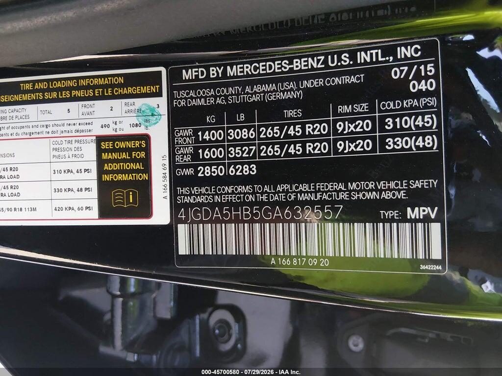 4JGDA5HB5GA632557 2016 MERCEDES-BENZ GLE 350 photo no. 9