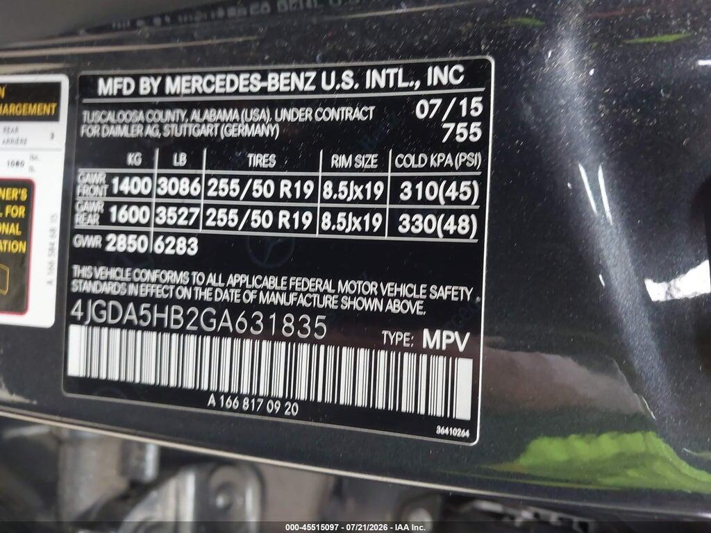 4JGDA5HB2GA631835 2016 MERCEDES-BENZ GLE 350 photo no. 9
