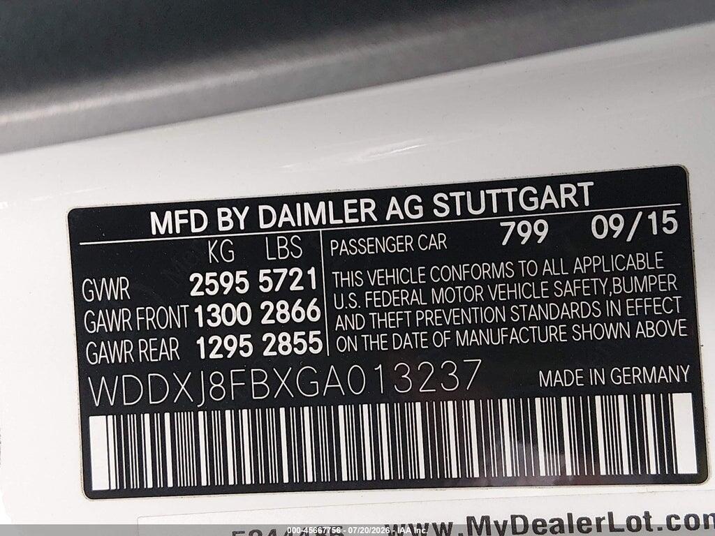 WDDXJ8FBXGA013237 2016 MERCEDES-BENZ S 550 photo no. 9