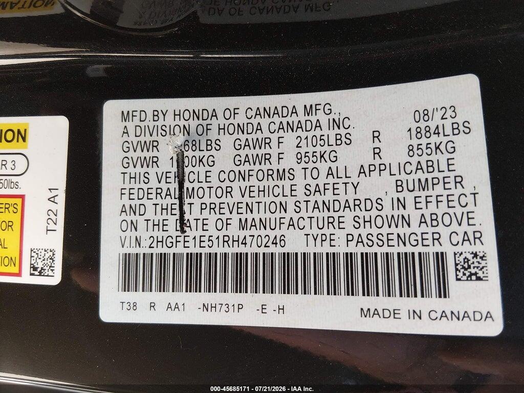 2HGFE1E51RH470246 2024 HONDA CIVIC SI photo no. 9