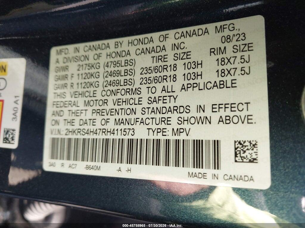 2HKRS4H47RH411573 2024 HONDA CR-V photo no. 9