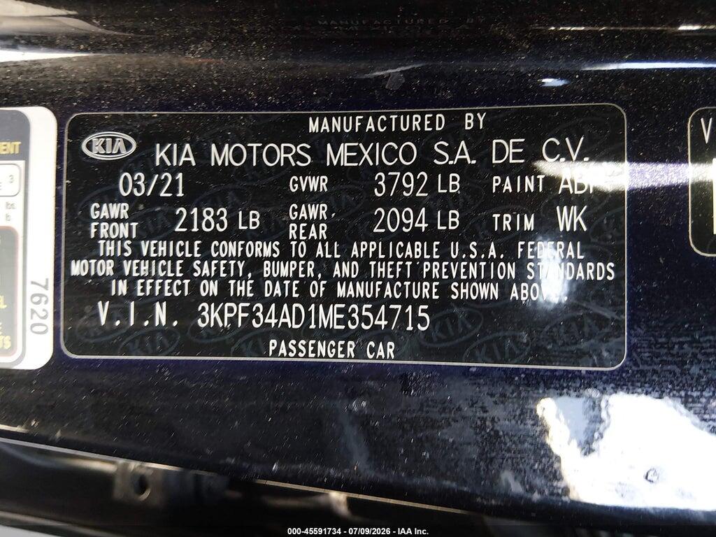 3KPF34AD1ME354715 2021 KIA FORTE photo no. 9