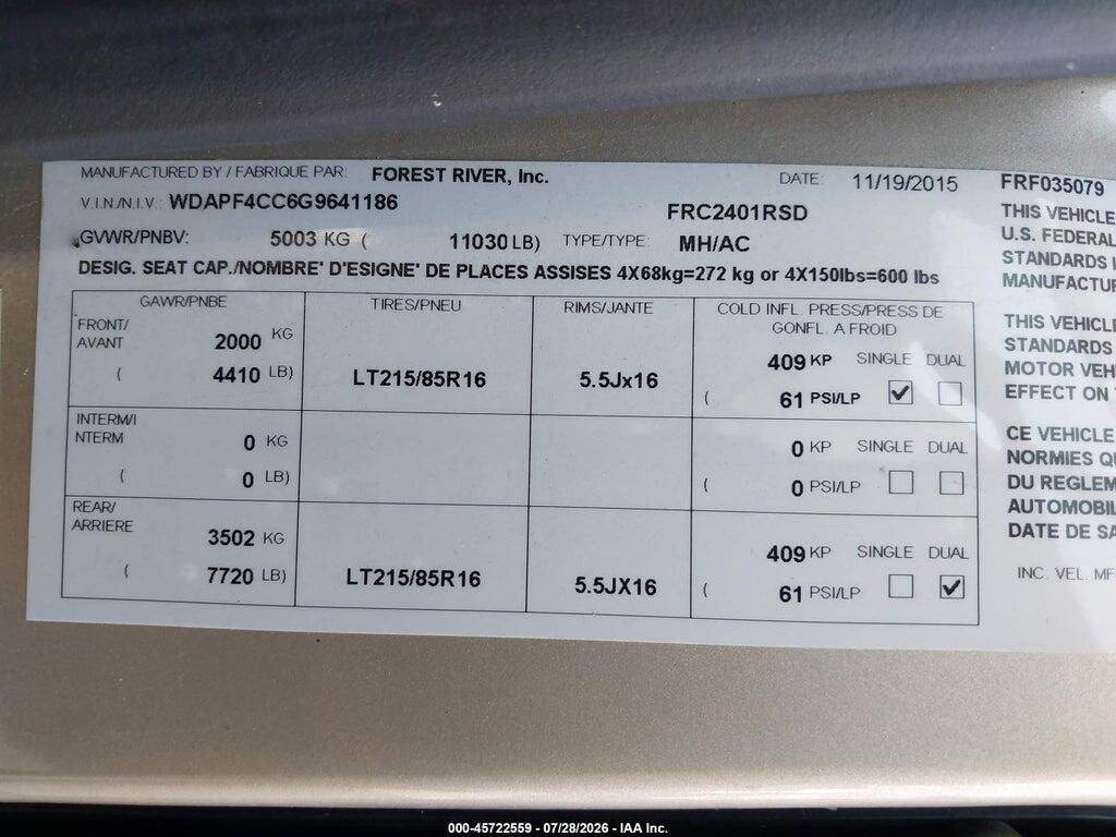 WDAPF4CC6G9641186 2016 MERCEDES-BENZ SPRINTER 3500 photo no. 8