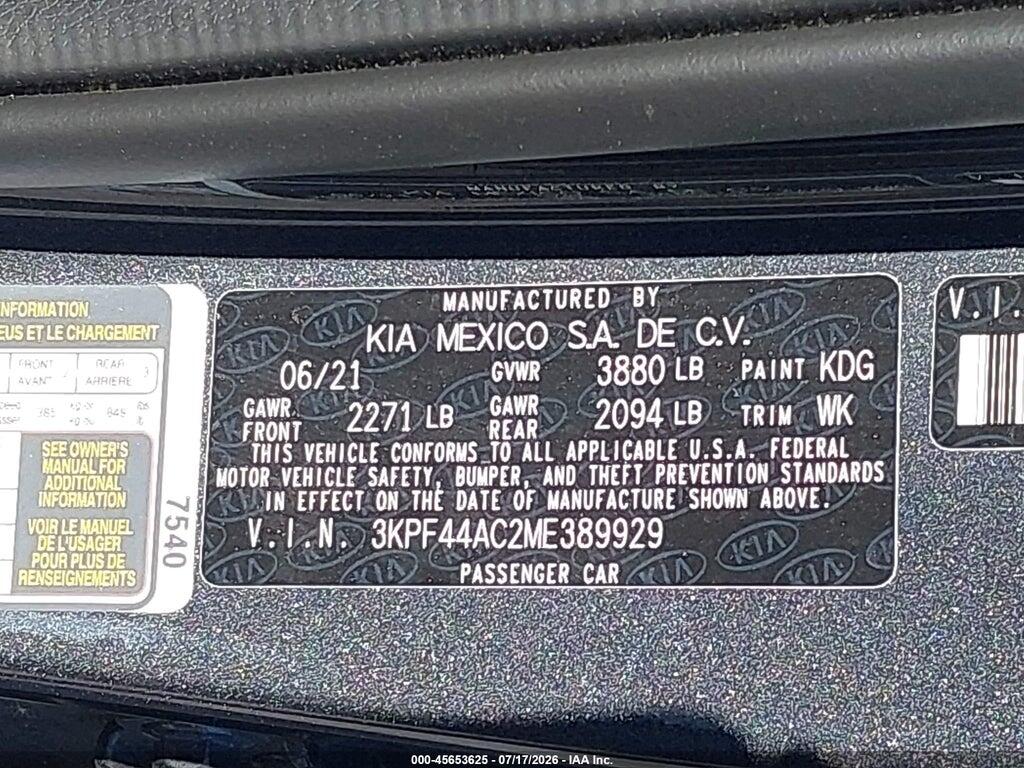 3KPF44AC2ME389929 2021 KIA FORTE photo no. 9