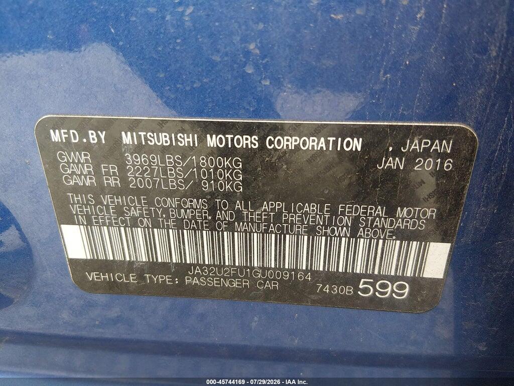 JA32U2FU1GU009164 2016 MITSUBISHI LANCER photo no. 9