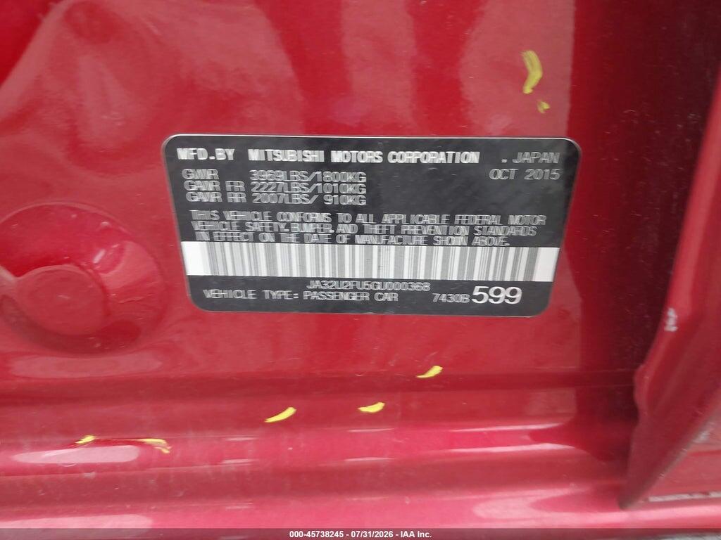 JA32U2FU5GU000368 2016 MITSUBISHI LANCER photo no. 9