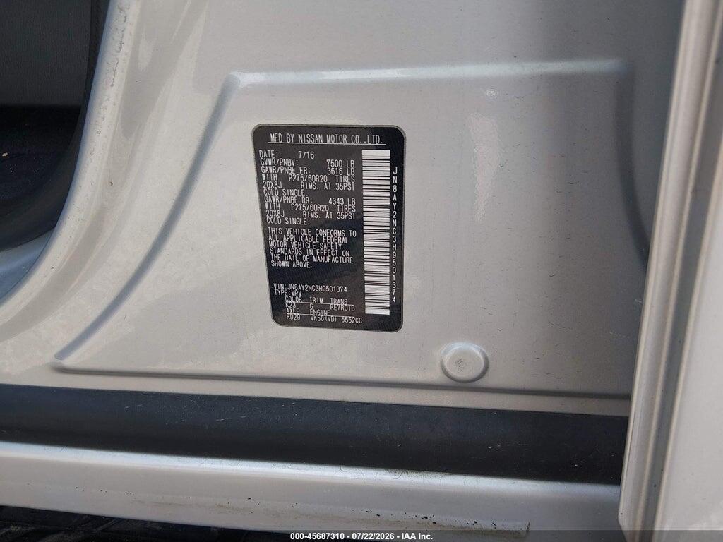 JN8AY2NC3H9501374 2017 NISSAN ARMADA photo no. 9