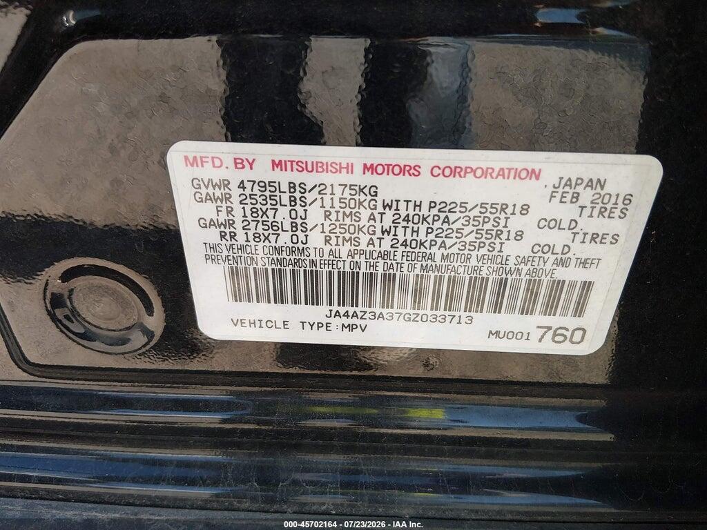 JA4AZ3A37GZ033713 2016 MITSUBISHI OUTLANDER photo no. 9