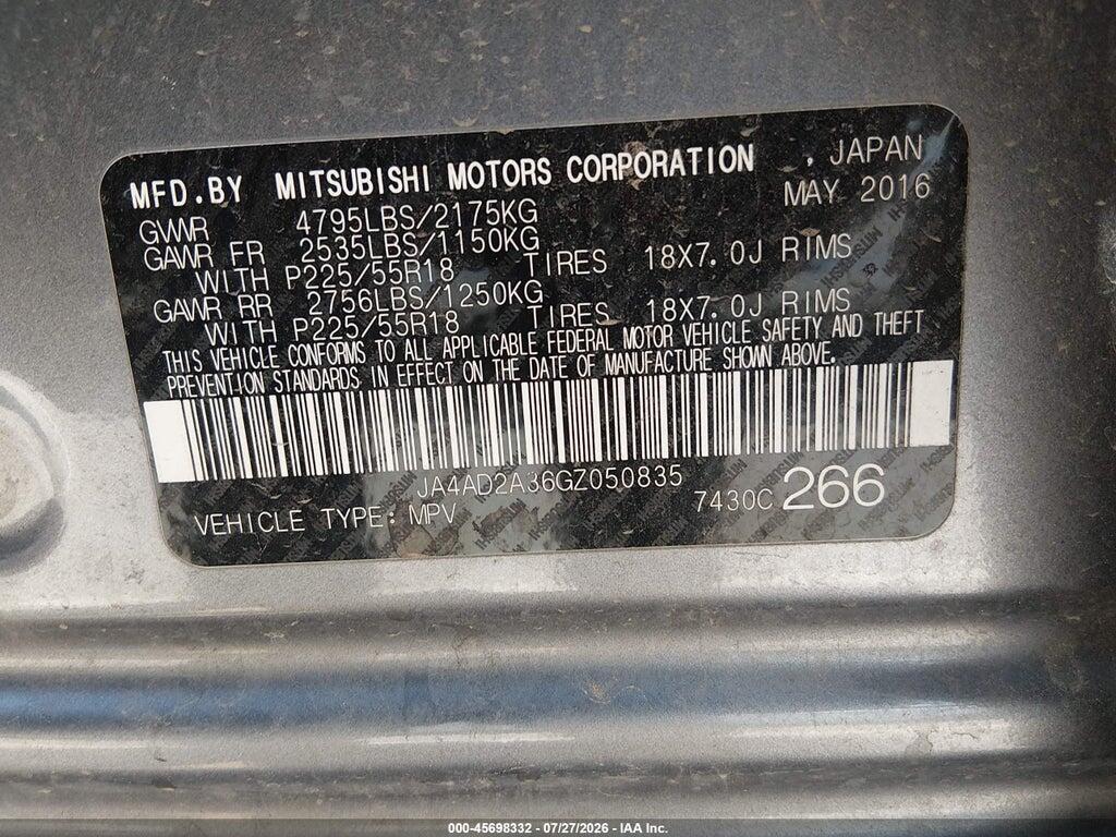 JA4AD2A36GZ050835 2016 MITSUBISHI OUTLANDER photo no. 9