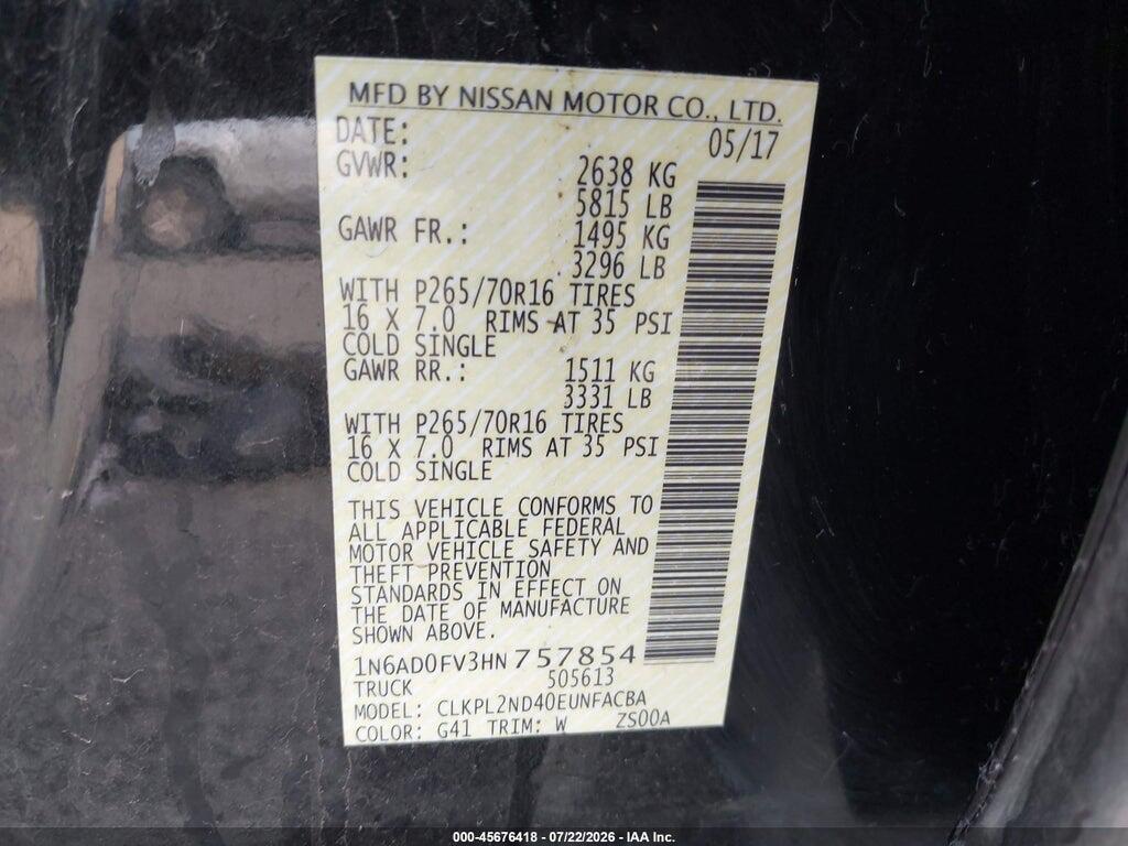 1N6AD0FV3HN757854 2017 NISSAN FRONTIER photo no. 9