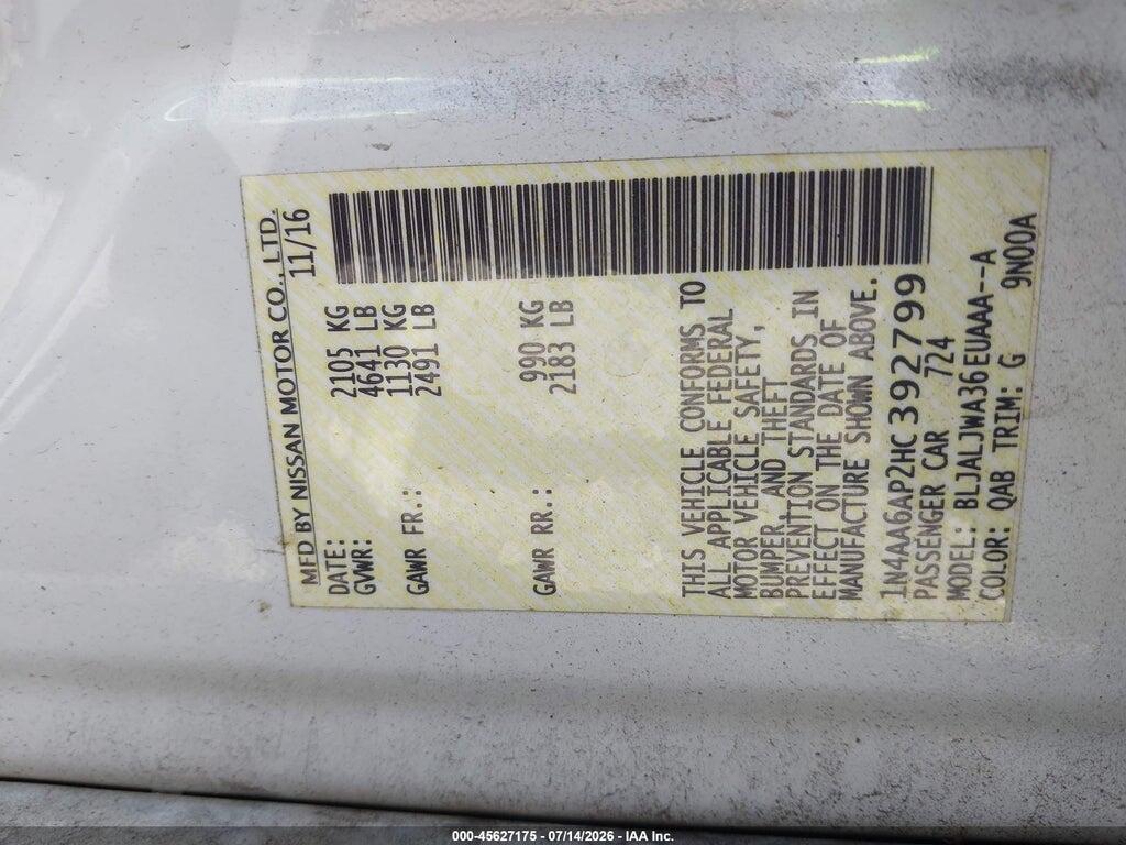 1N4AA6AP2HC392799 2017 NISSAN MAXIMA photo no. 9