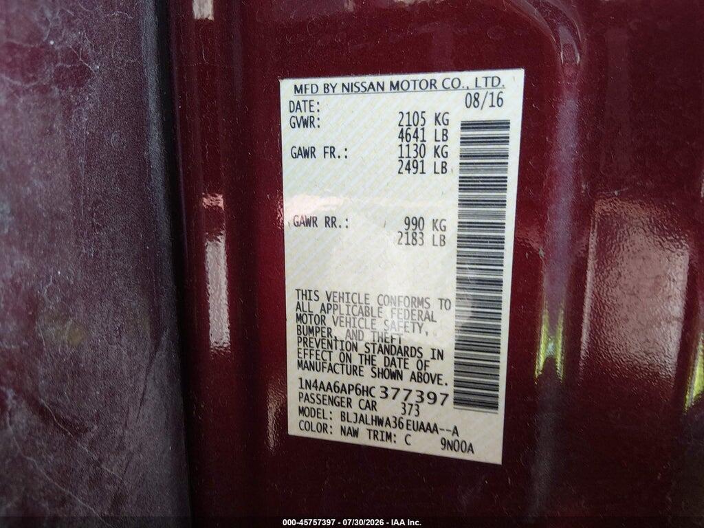 1N4AA6AP6HC377397 2017 NISSAN MAXIMA photo no. 9