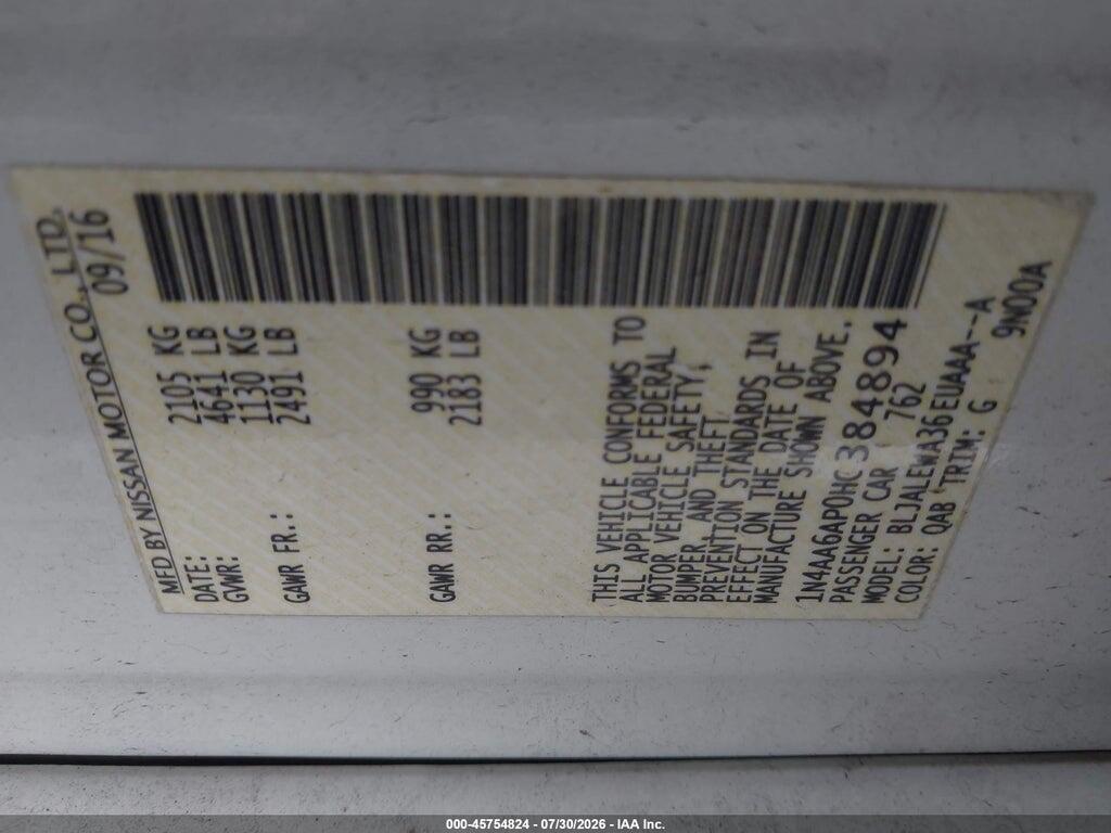 1N4AA6AP0HC384894 2017 NISSAN MAXIMA photo no. 9