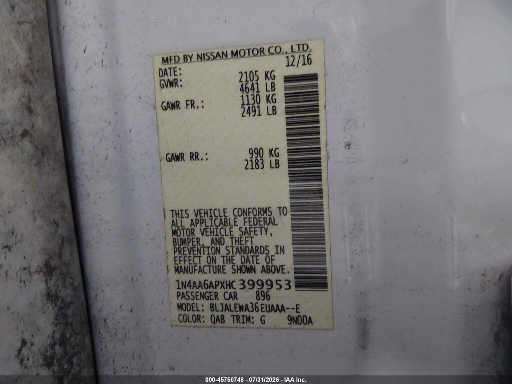 1N4AA6APXHC399953 2017 NISSAN MAXIMA photo no. 9