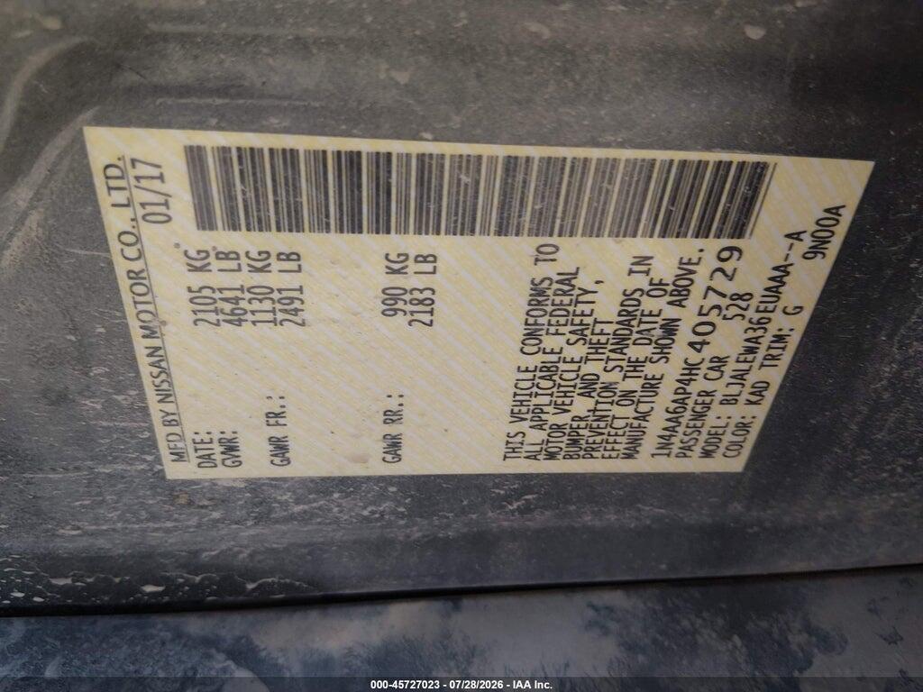 1N4AA6AP4HC405729 2017 NISSAN MAXIMA photo no. 9