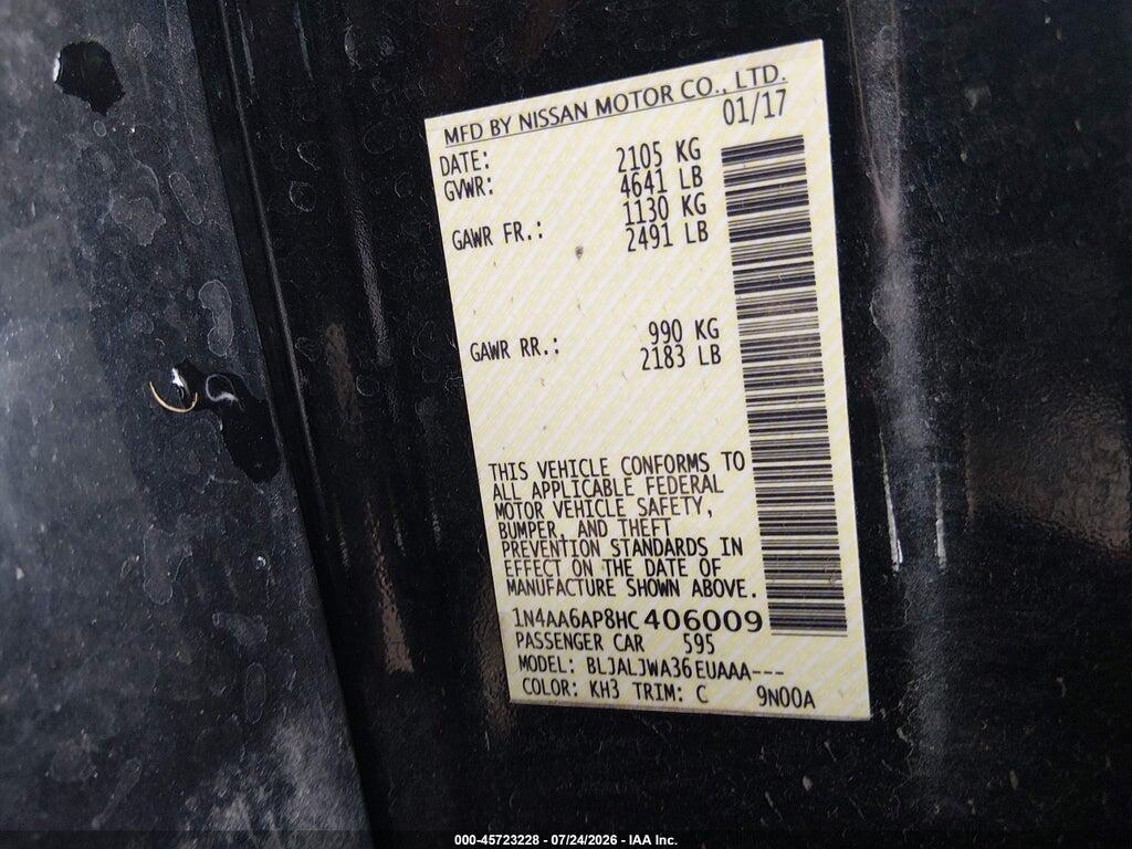 1N4AA6AP8HC406009 2017 NISSAN MAXIMA photo no. 9