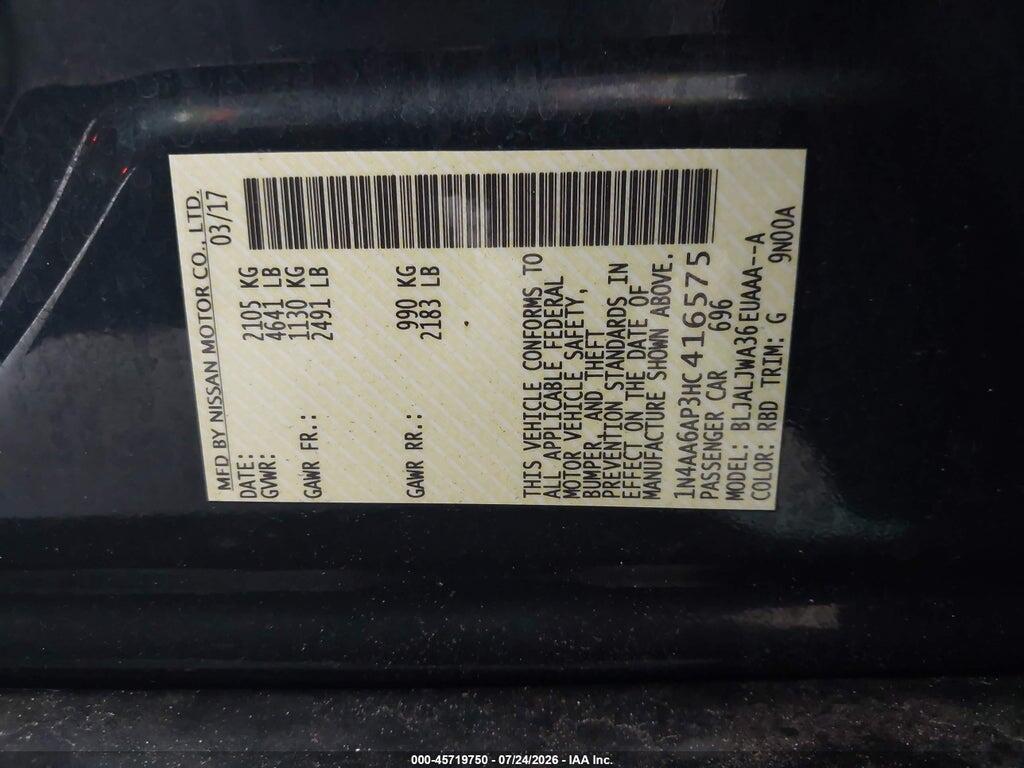 1N4AA6AP3HC416575 2017 NISSAN MAXIMA photo no. 9