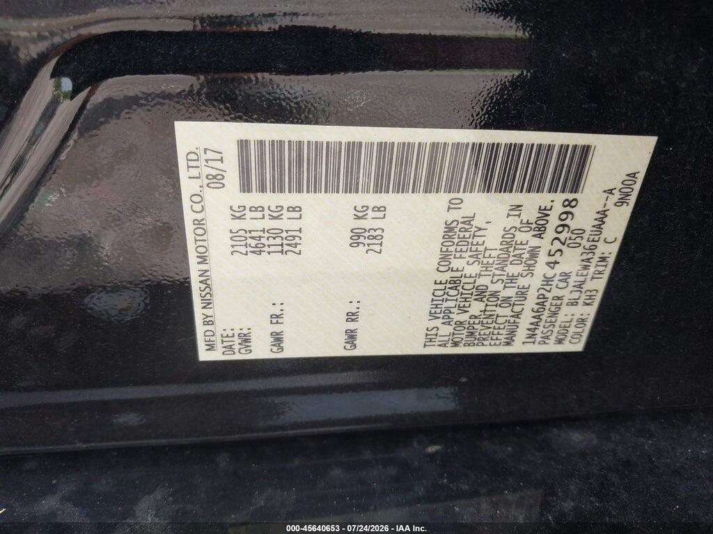 1N4AA6AP2HC452998 2017 NISSAN MAXIMA photo no. 9