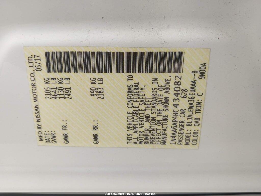 1N4AA6AP4HC434082 2017 NISSAN MAXIMA photo no. 9