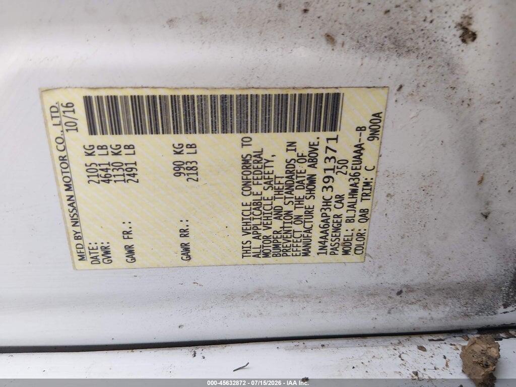 1N4AA6AP3HC391371 2017 NISSAN MAXIMA photo no. 9