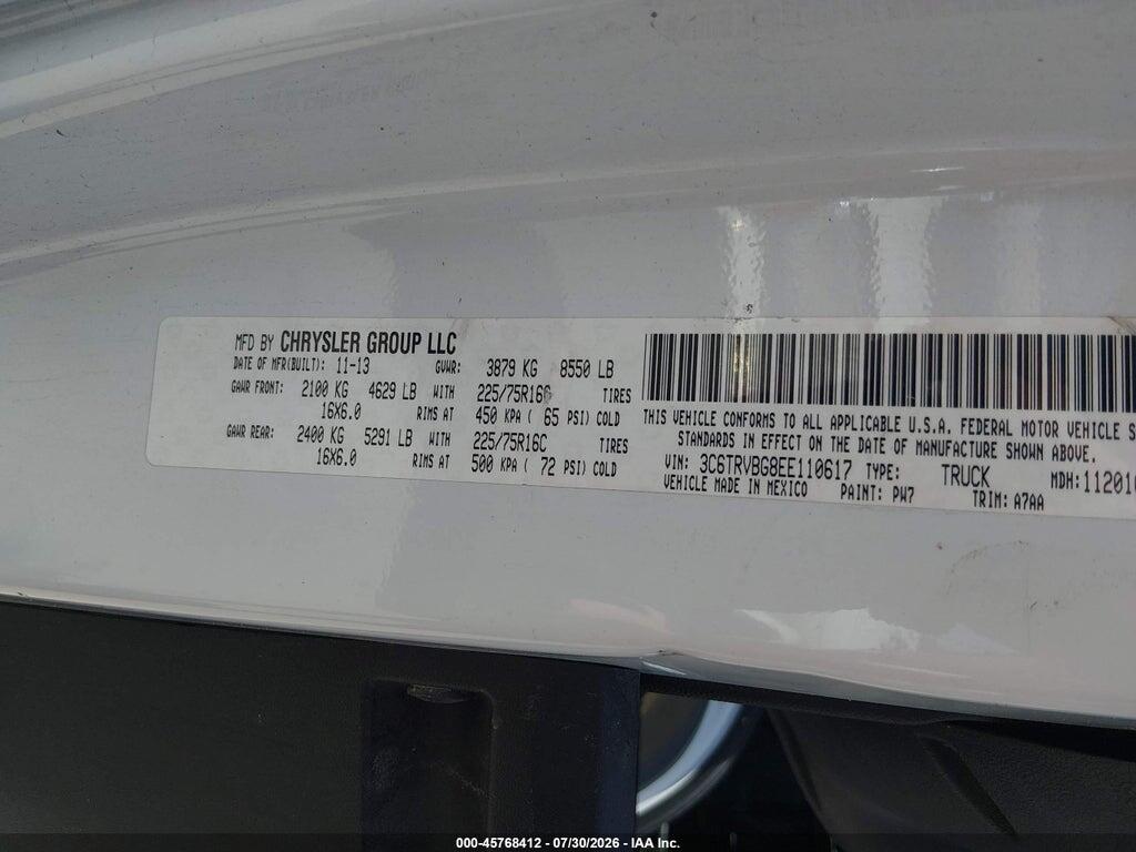 3C6TRVBG8EE110617 2014 RAM PROMASTER 1500 photo no. 9