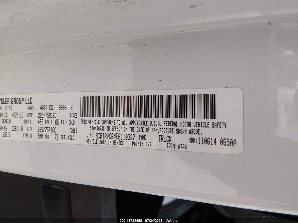 3C6TRVCG4EE110337 2014 RAM PROMASTER 2500 photo no. 9