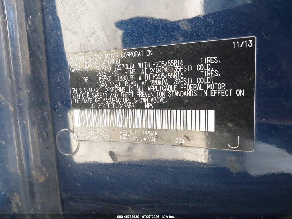 JTLZE4FE0EJ049689 2014 SCION XB photo no. 9
