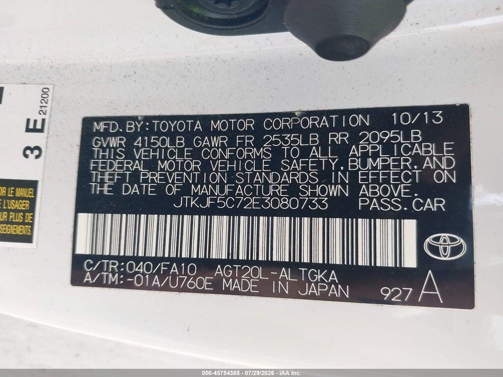 JTKJF5C72E3080733 2014 SCION TC photo no. 9