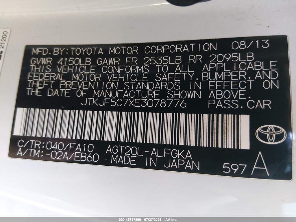JTKJF5C7XE3078776 2014 SCION TC photo no. 9