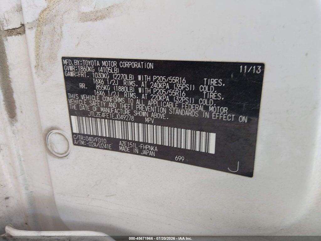 JTLZE4FE1EJ049278 2014 SCION XB photo no. 9