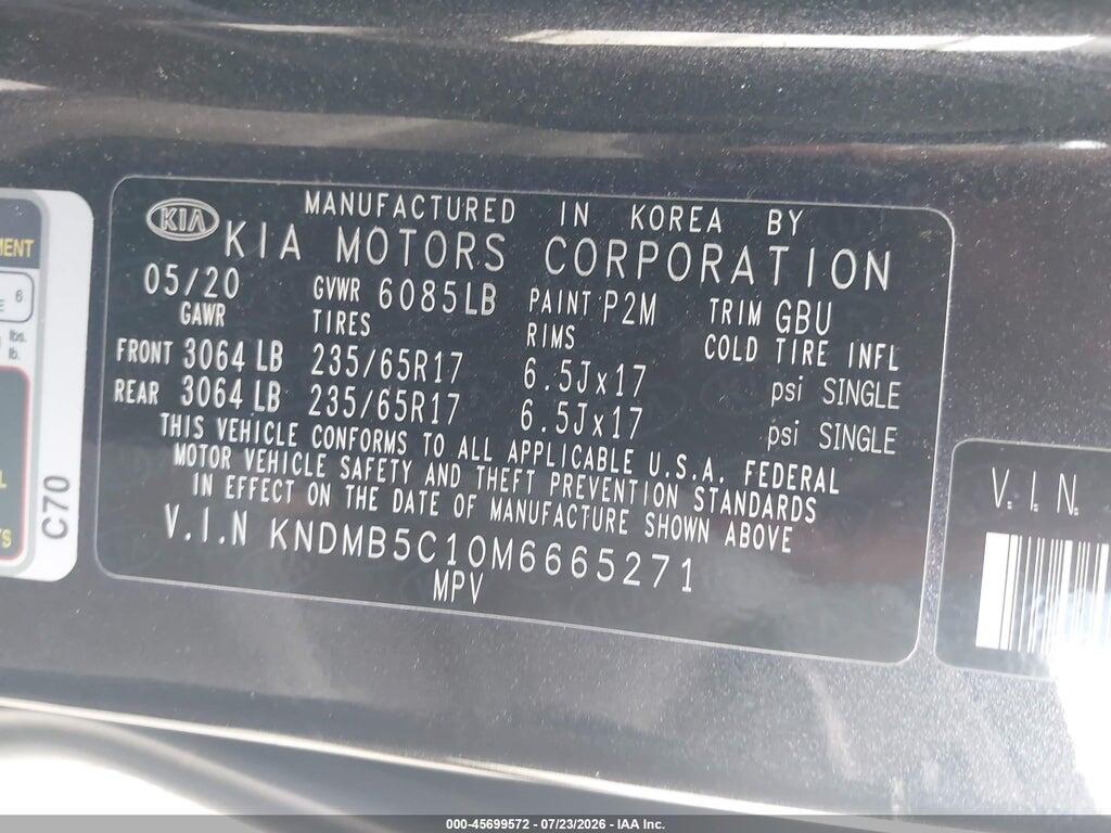 KNDMB5C10M6665271 2021 KIA SEDONA photo no. 9