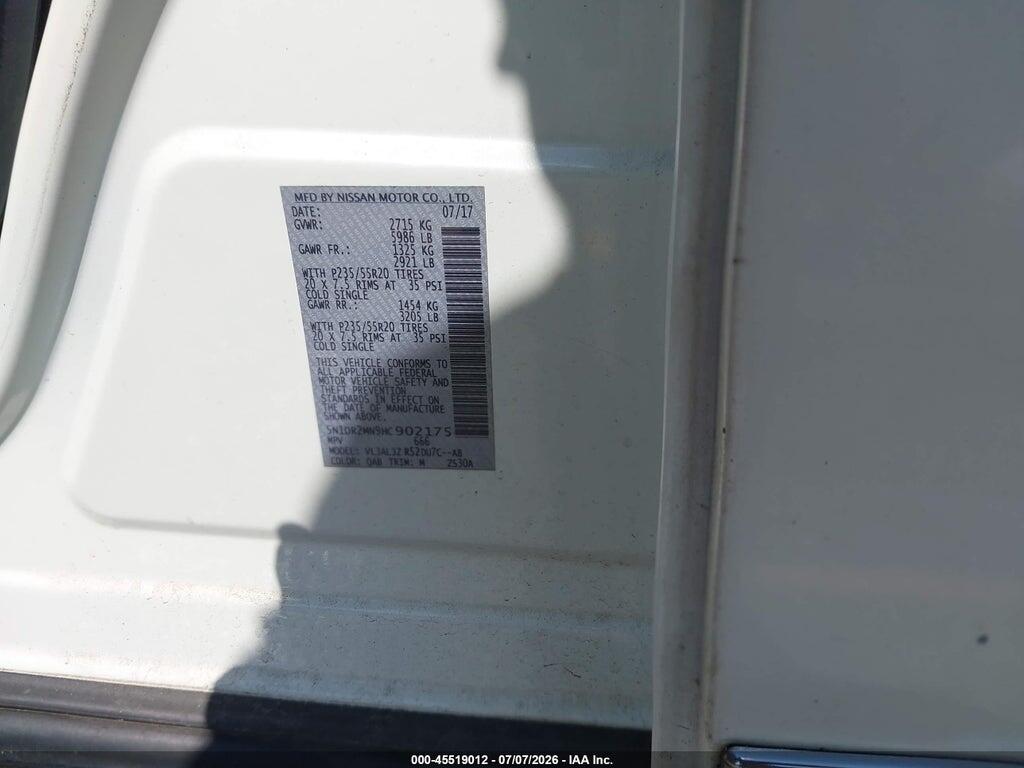 5N1DR2MN9HC902175 2017 NISSAN PATHFINDER photo no. 9
