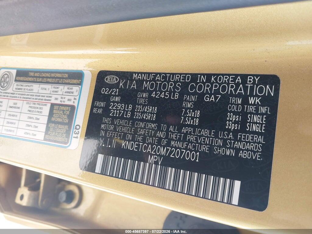 KNDETCA20M7207001 2021 KIA SELTOS photo no. 9