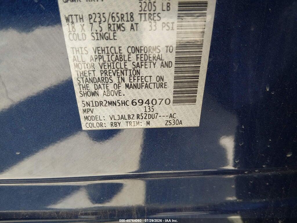 5N1DR2MN5HC694070 2017 NISSAN PATHFINDER photo no. 9