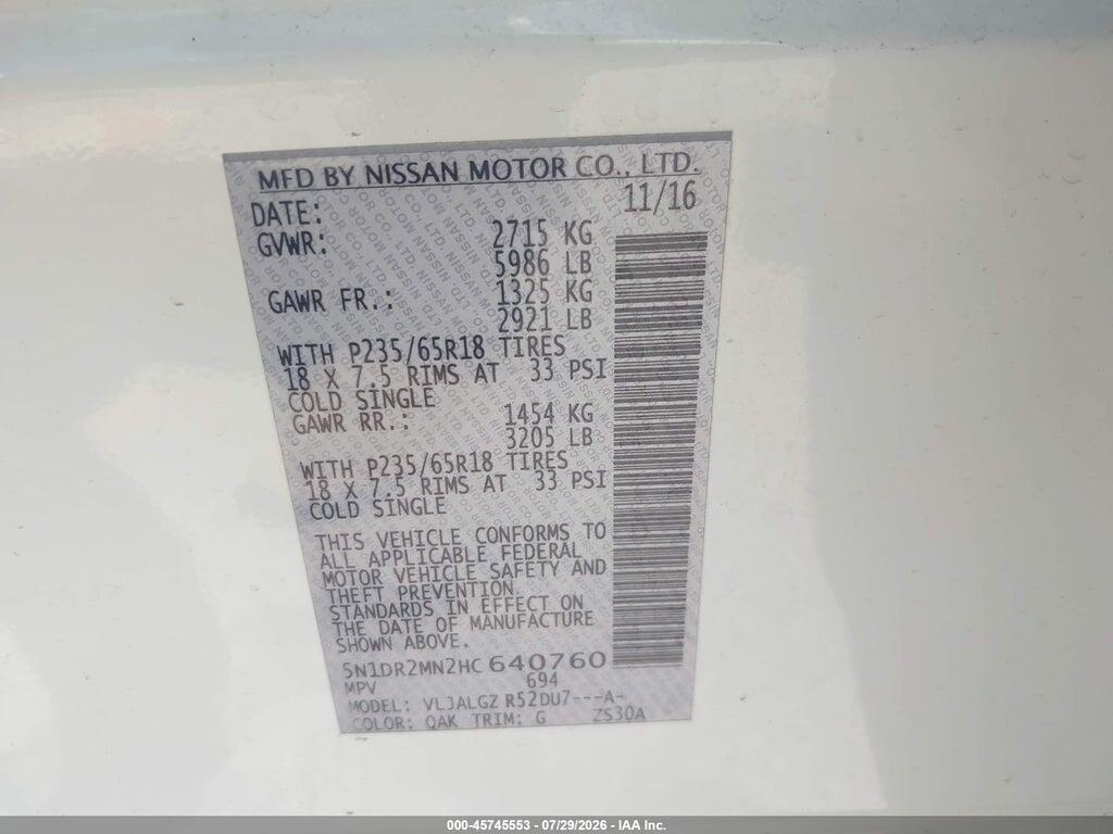 5N1DR2MN2HC640760 2017 NISSAN PATHFINDER photo no. 9