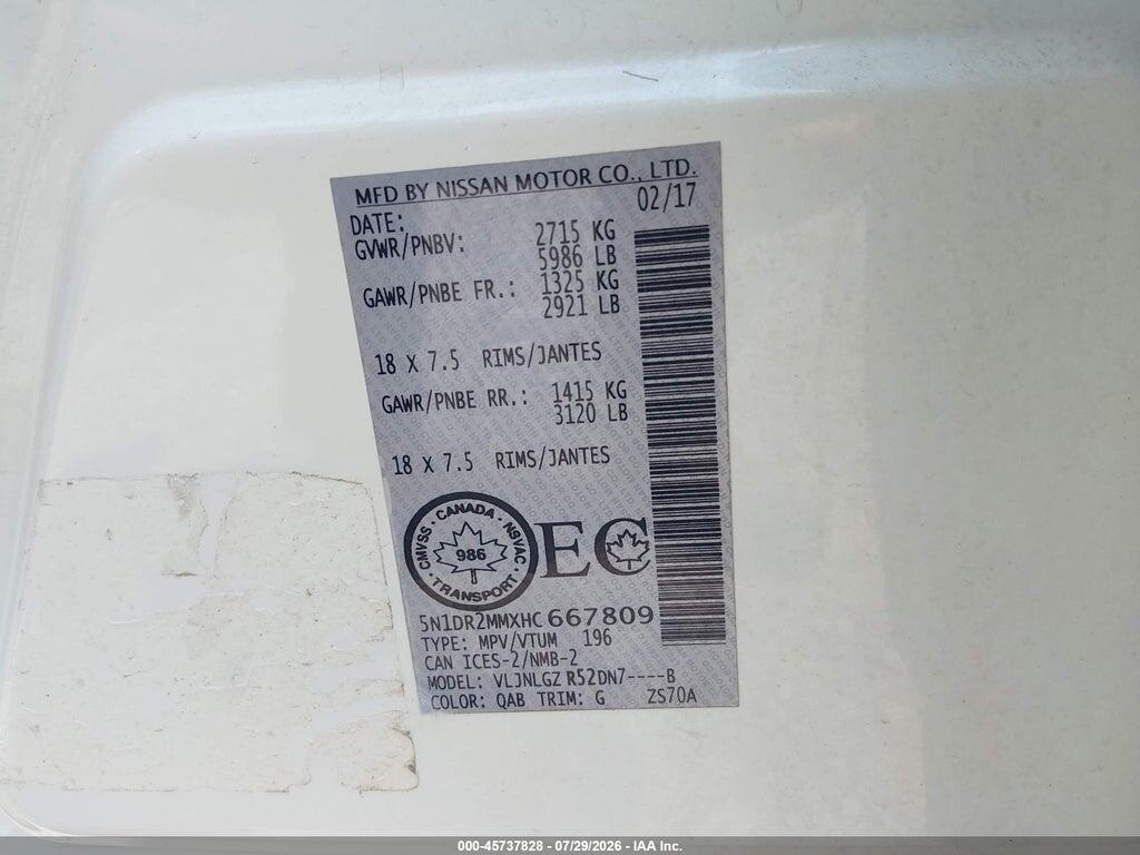 5N1DR2MMXHC667809 2017 NISSAN PATHFINDER photo no. 9