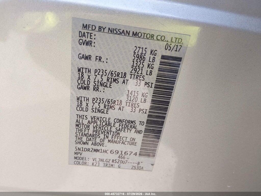 5N1DR2MM1HC691674 2017 NISSAN PATHFINDER photo no. 9