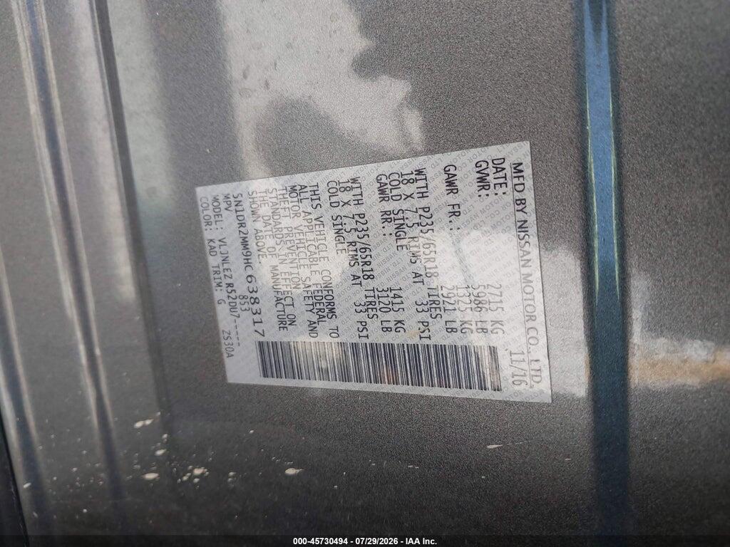 5N1DR2MM9HC638317 2017 NISSAN PATHFINDER photo no. 9