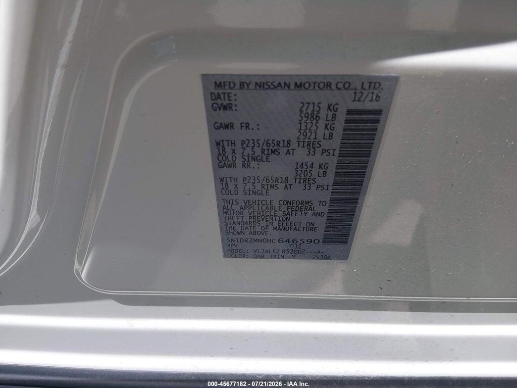5N1DR2MN0HC646590 2017 NISSAN PATHFINDER photo no. 9