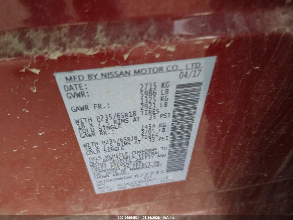 5N1DR2MN1HC677735 2017 NISSAN PATHFINDER photo no. 9