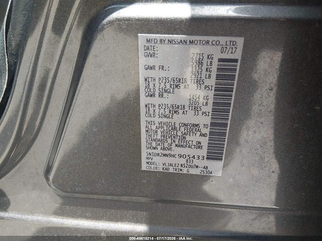 5N1DR2MN9HC905433 2017 NISSAN PATHFINDER photo no. 9