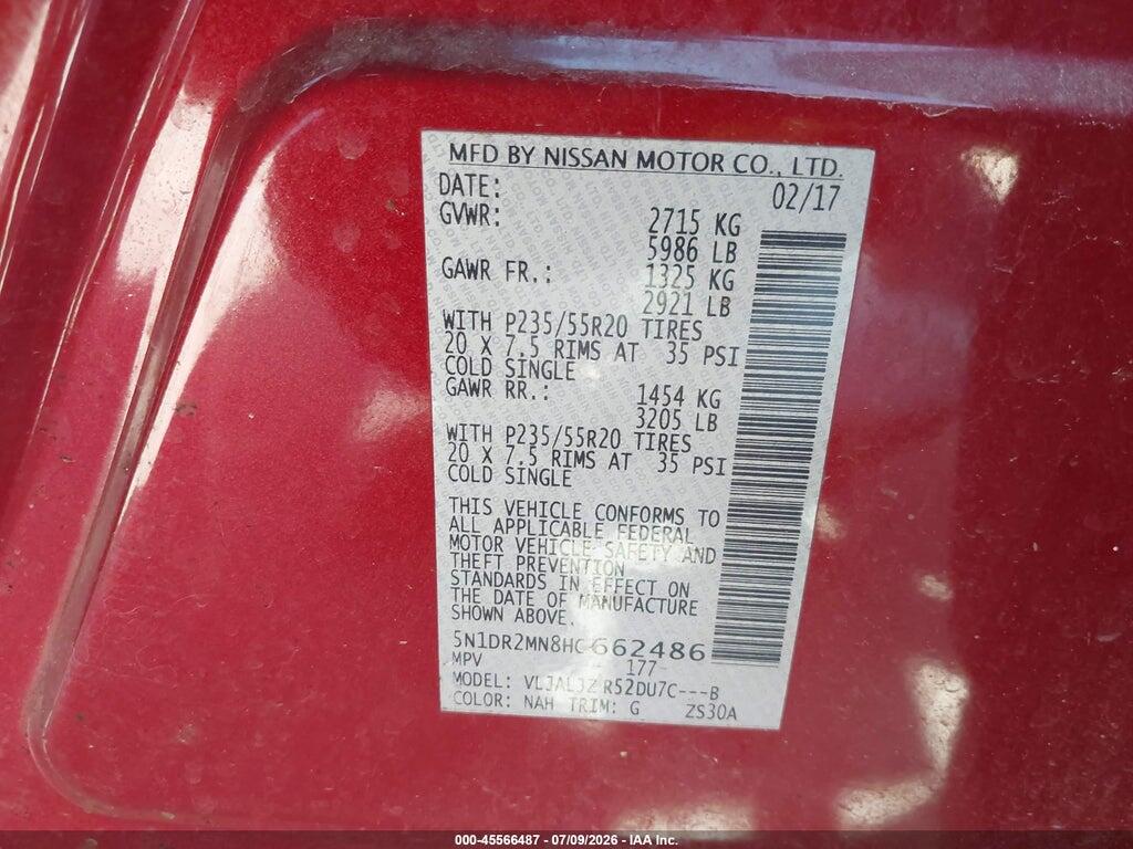 5N1DR2MN8HC662486 2017 NISSAN PATHFINDER photo no. 9