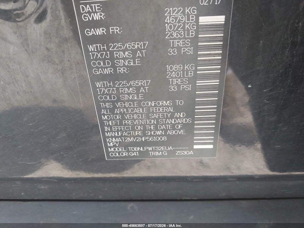 KNMAT2MV2HP561008 2017 NISSAN ROGUE photo no. 9