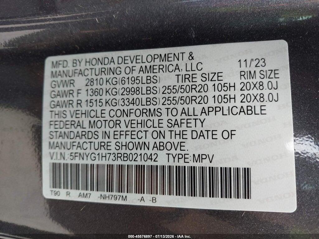 5FNYG1H73RB021042 2024 HONDA PILOT photo no. 9